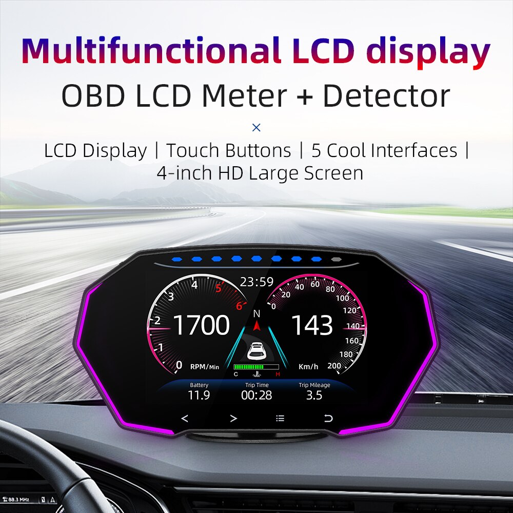 gps hud  ÷ ӵ  ð F11 OBD2   ÷, ڵ ӵ  RPM   µ LCD ÷  Ƿ ̺  ˶ ڵǰ űѰ